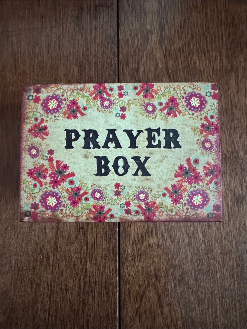 Wooden Hinged Floral Prayer Box with Notepad & Pencil